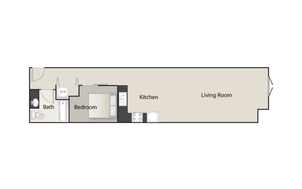 SH-K - 1 bedroom floorplan layout with 1 bath and 753 square feet.